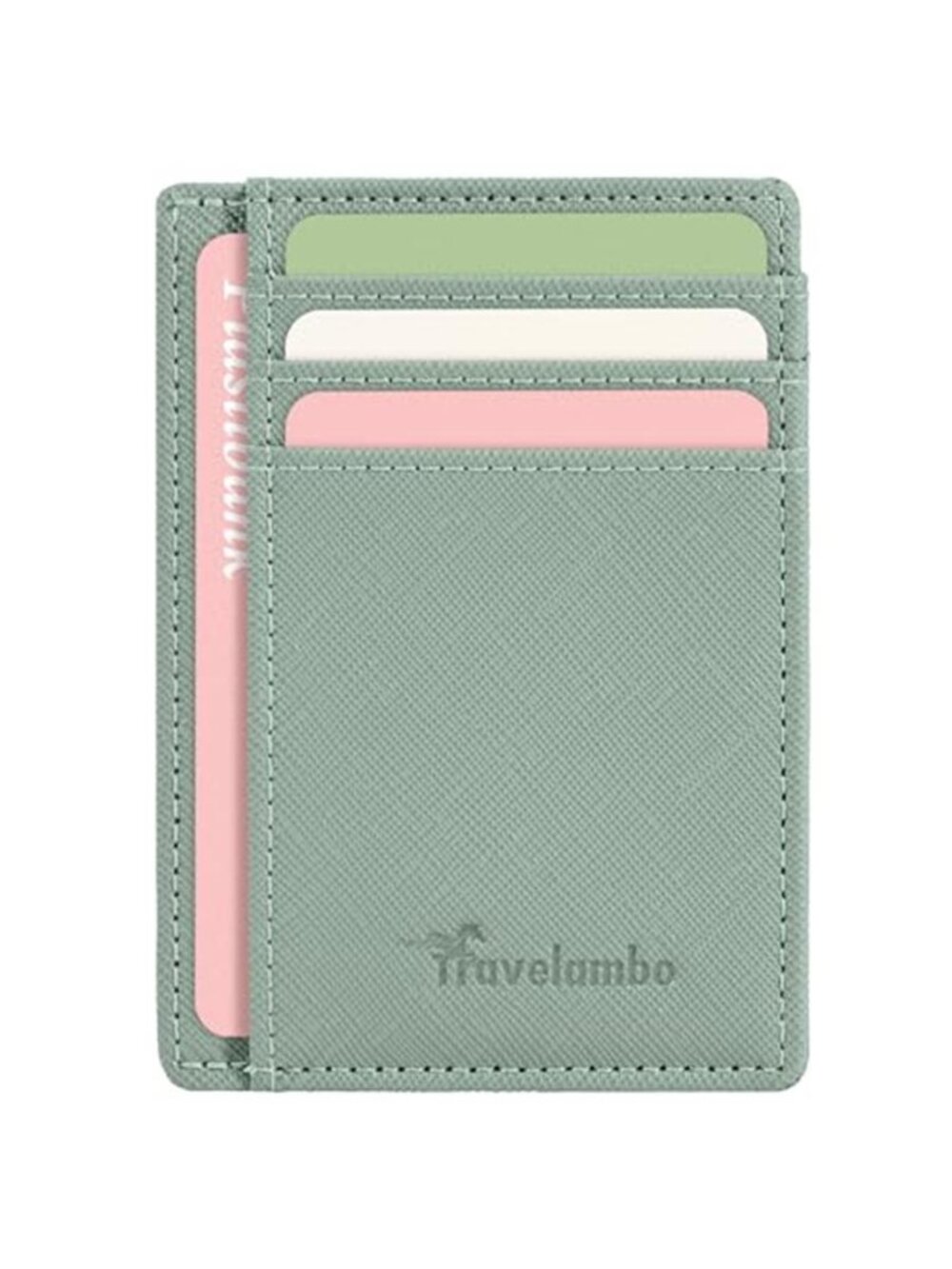 Leather Card Holder RFID Blocking Slim Front Pocket Wallet Minimalist Green